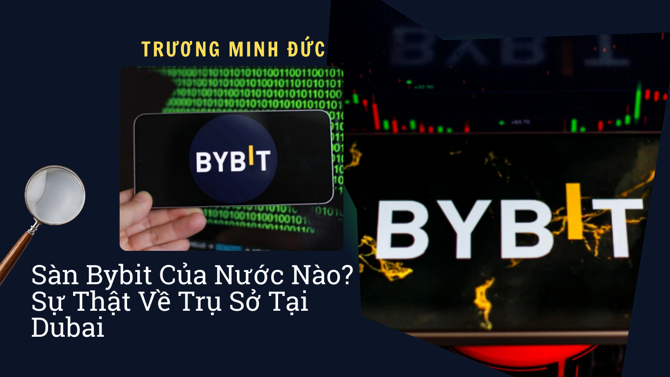 Hình ảnh sàn Bybit tại Dubai với biểu đồ thị trường tiền điện tử.