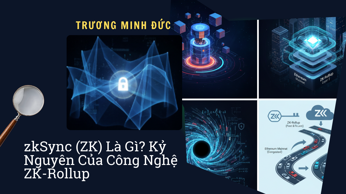 Hình ảnh các biểu tượng công nghệ blockchain và bảo mật dữ liệu.
