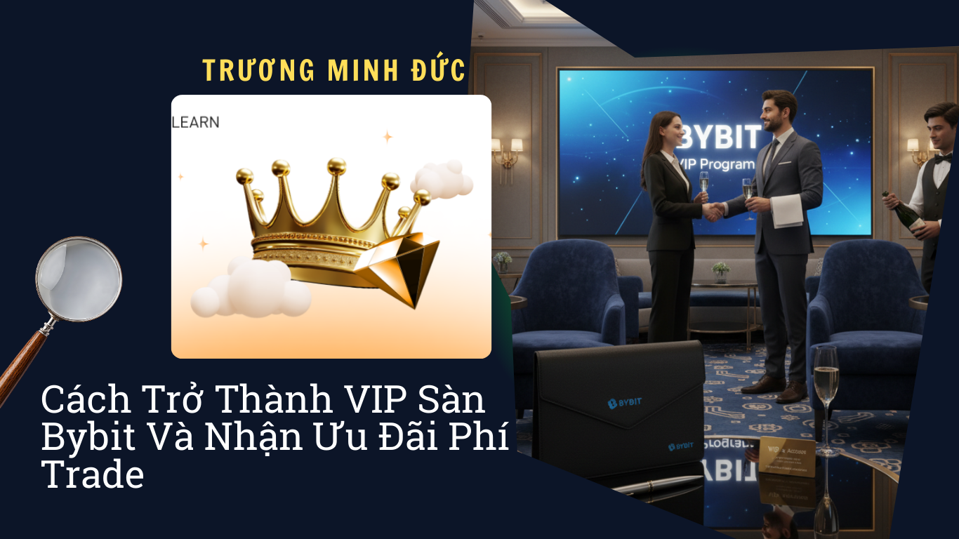 Hình ảnh các người trong phòng họp nhận thưởng và logo Bybit, thể hiện quyền lợi VIP và ưu đãi giao.