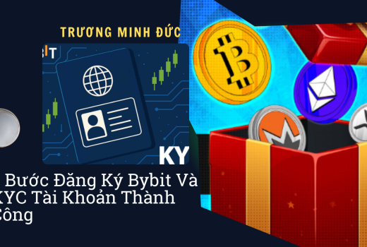 Hình ảnh mô tả các bước đăng ký và xác minh danh tính trên nền tảng Bybit, liên quan đến tiền mã hóa.