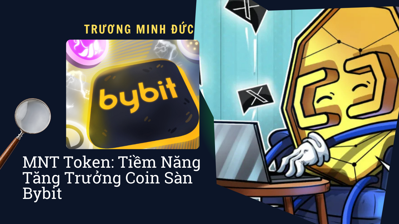 Huy hiệu Bybit và biểu tượng coin trên màn hình máy tính, liên quan đến đầu tư tiền điện tử và giao.