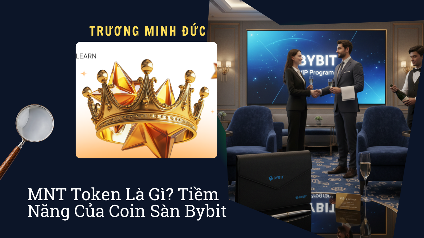 Hình ảnh vương miện vàng và đồng coin biểu tượng thành công trong đầu tư tiền điện tử.