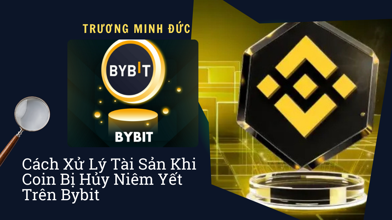Hình ảnh logo của Binance và Bybit liên quan đến xử lý tài sản khi coin bị hủy niêm yết.