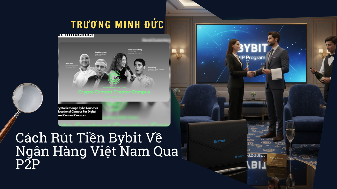 Hình ảnh mô tả quy trình rút tiền từ Bybit về ngân hàng Việt Nam qua P2P.