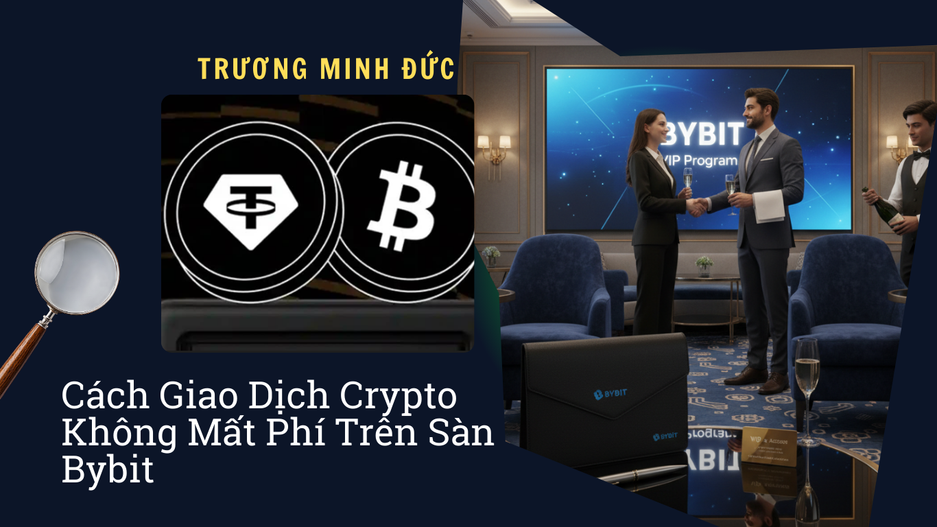 Hình ảnh thể hiện giao dịch tiền mã hóa miễn phí trên nền tảng Bybit với các biểu tượng tiền điện tử.