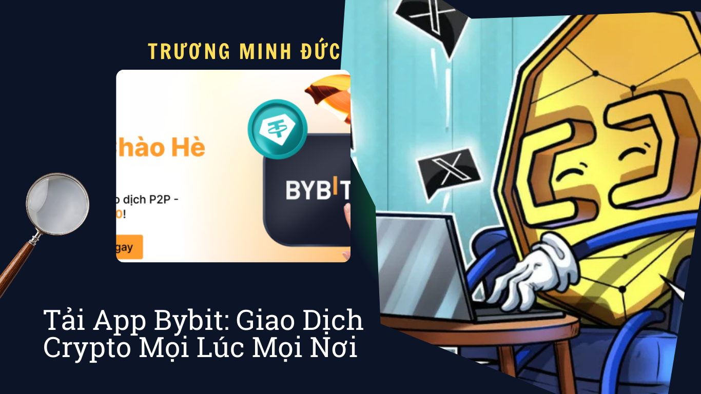 Hình ảnh mô tả biểu tượng tiền mã hóa và giao dịch trên nền tảng Bybit.