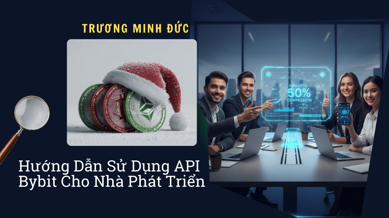 Nhóm nhà phát triển sử dụng API Bybit trong phòng họp công nghệ cao.