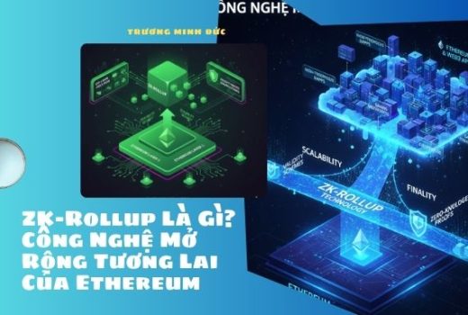 Đồ họa mô phỏng công nghệ zk-Rollup và blockchain Ethereum trong tương lai.