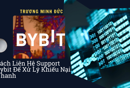 Hình ảnh thể hiện logo Bybit và dữ liệu mã hóa, biểu tượng công nghệ cao liên quan đến giao dịch tiề.