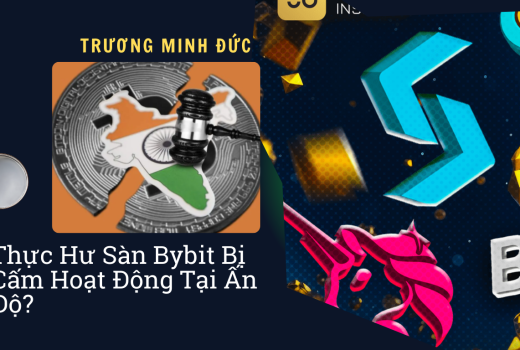 Biểu tượng đồng hồ cài đặt và logo Bybit trên nền hình ảnh sàn giao dịch tiền điện tử.