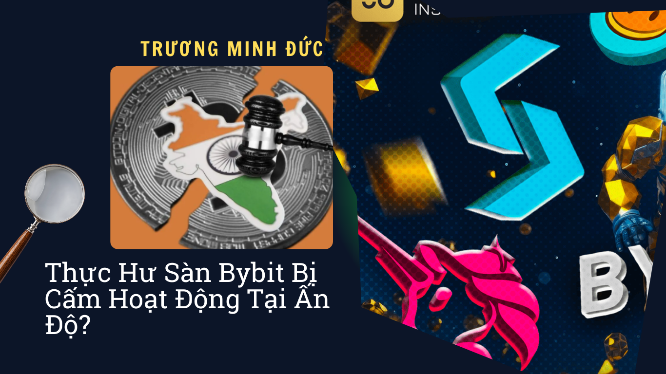 Biểu tượng đồng hồ cài đặt và logo Bybit trên nền hình ảnh sàn giao dịch tiền điện tử.