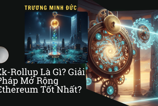 Hình ảnh về công nghệ blockchain và các đồng coin, biểu tượng Ethereum, Gear và các yếu tố kỹ thuật.