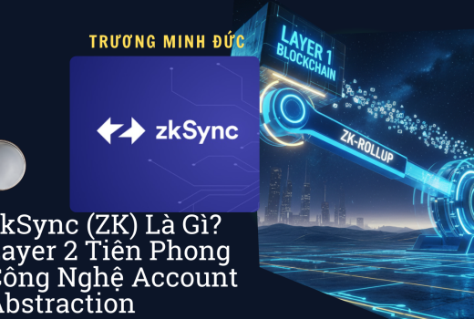 Đồ họa mô phỏng công nghệ blockchain và Layer 2 zkSync trong không gian số.