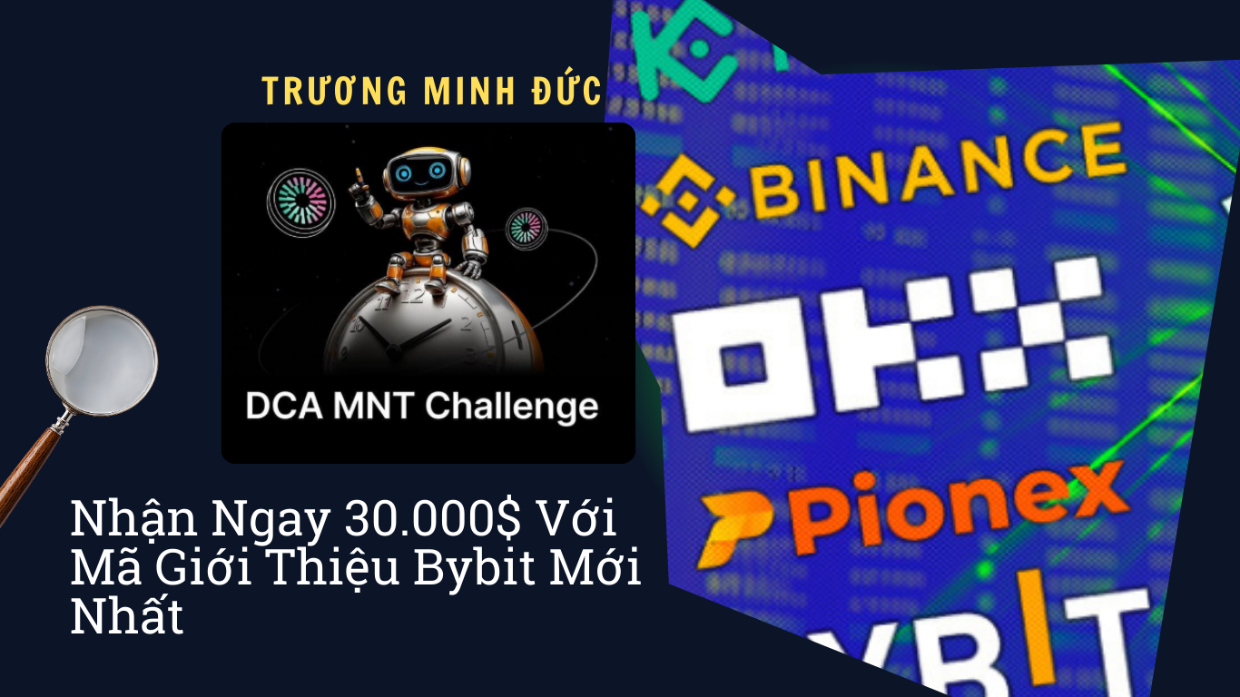 Hình ảnh logo các sàn giao dịch tiền điện tử Binance, OKX, Pionex, MBIT.