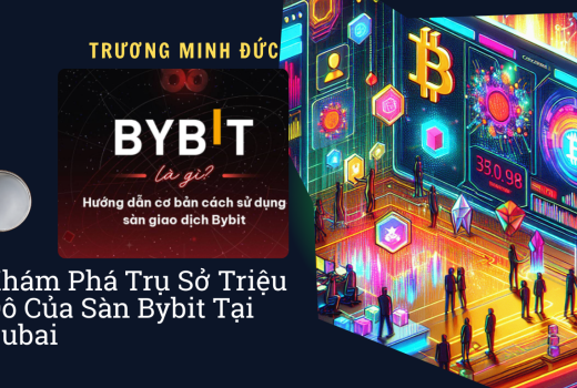 Hình ảnh trụ sở sàn Bybit tại Dubai với công nghệ blockchain và giao dịch tiền mã hóa.