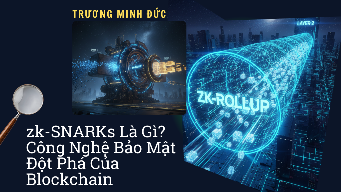 Hình ảnh mô tả công nghệ zk-SNARKs và bảo mật blockchain tiên tiến.