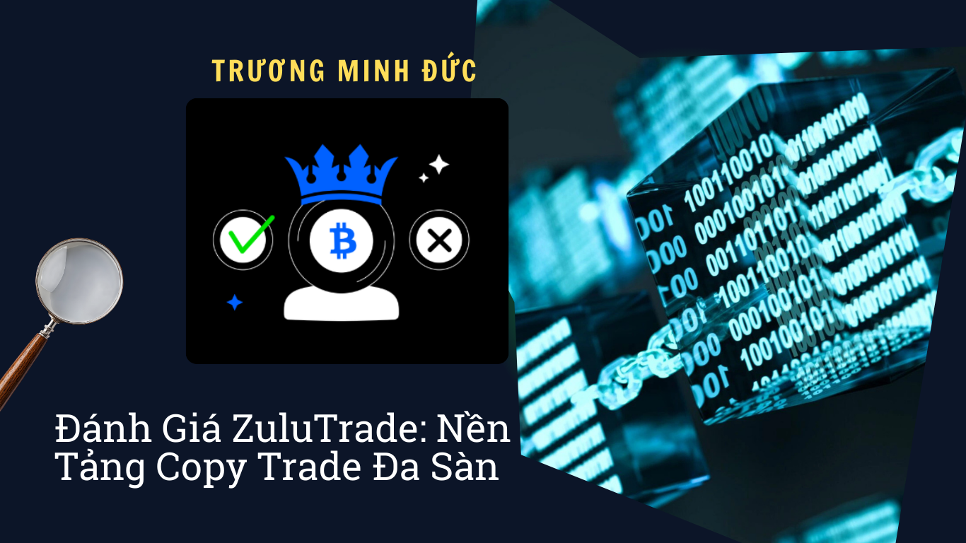 Hình ảnh mô tả biểu tượng ZuluTrade và dữ liệu mã hóa liên quan đến giao dịch tiền điện tử.