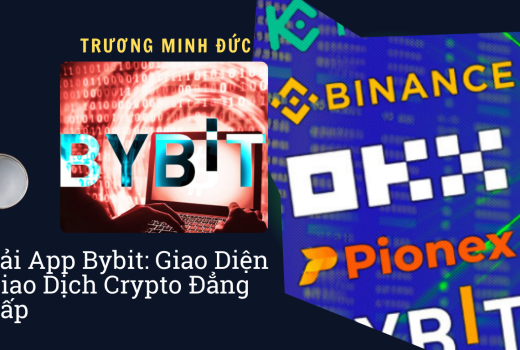 Ảnh giao diện ứng dụng Bybit, Binance, Pionex thể hiện các nền tảng giao dịch tiền điện tử.