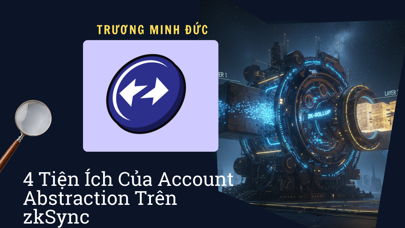 Biểu tượng account abstraction zKSync trong hình, thể hiện công nghệ blockchain và bảo mật cao.