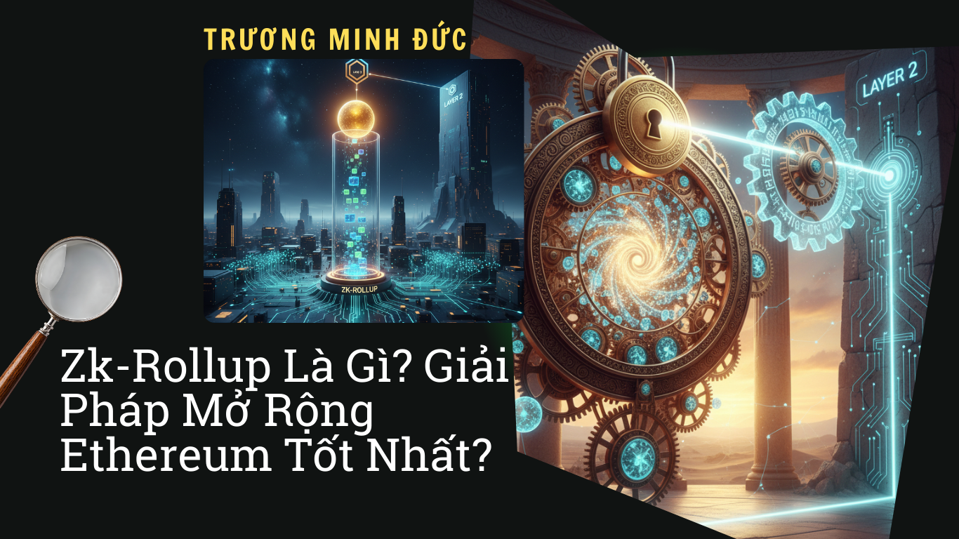 Hình ảnh về công nghệ blockchain và các đồng coin, biểu tượng Ethereum, Gear và các yếu tố kỹ thuật.