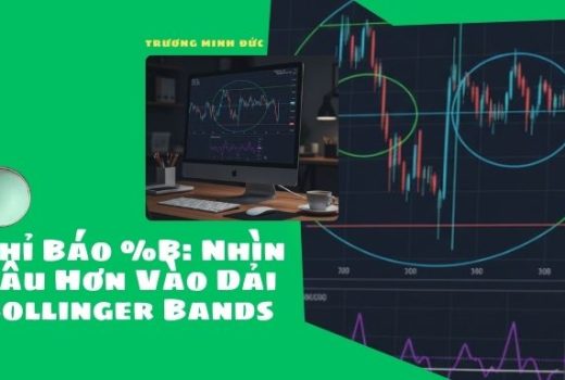 Hình ảnh thể hiện biểu đồ Bollinger Bands trên màn hình máy tính để phân tích xu hướng giá cổ phiếu.