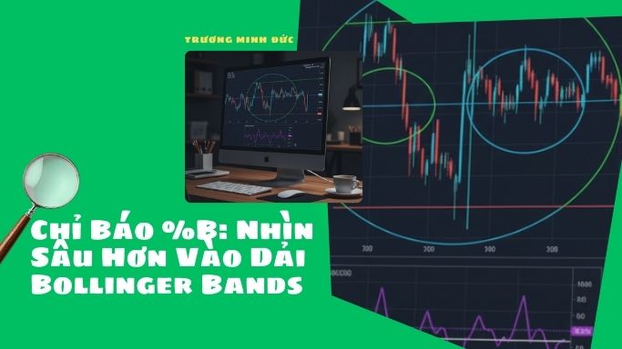 Hình ảnh thể hiện biểu đồ Bollinger Bands trên màn hình máy tính để phân tích xu hướng giá cổ phiếu.